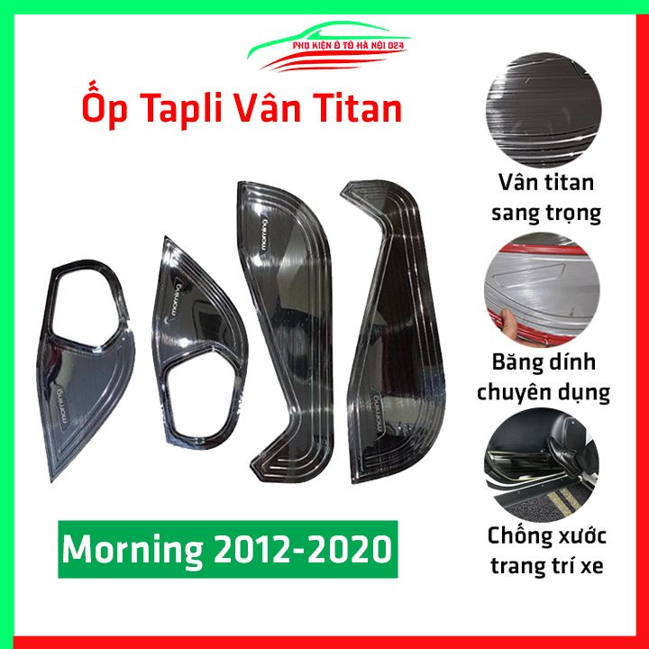 Bộ ốp tapli Morning 2012-2020 vân Titan chống xước va đập khi mở cửa và làm đẹp xe