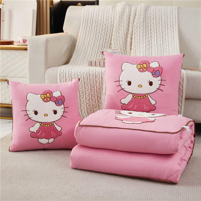 Bộ Chăn Gối Mềm Thân Thiện Với Da Thêu Hoạt Hình Hello Kitty Đáng Yêu Dành Cho Bé Gái Lunac