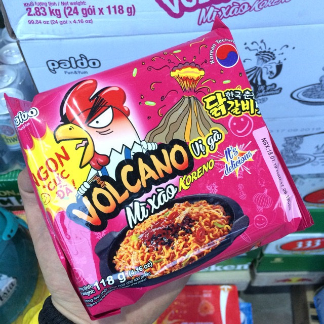 [118 g] Gói Mỳ Xào Cay Volcano Koreno Paldo Gà