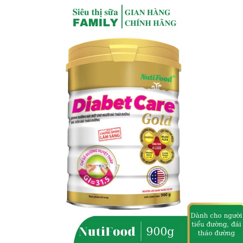 Sữa bột NutiFood Diabet Care Gold lon 900g dành cho người tiểu đường, đái tháo đường [date mới nhất]