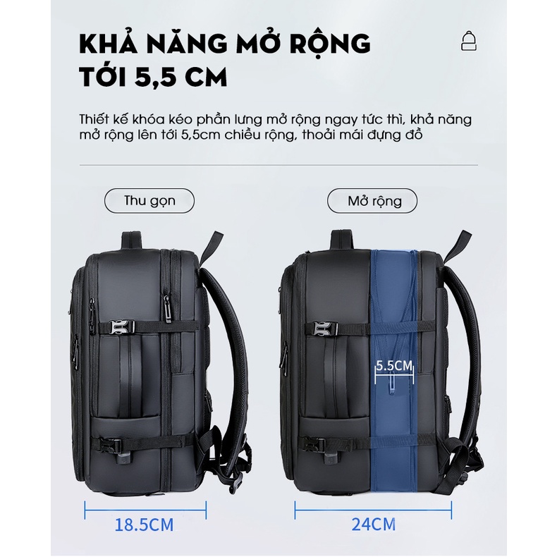 Balo du lịch nam cao cấp GB-BL42 chính hãng Gu Bag, thiết kế đa năng, đựng đồ cỡ lớn (big size), phù hợp đi công tác