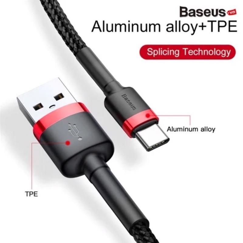 *1M-2M*Cáp Sạc Nhanh Baseus Cafule Cable Type C Chính Hãng-Cáp Sạc Dây Dù Android cho Samsung/Oppo -Bảo hành 1 đổi 1