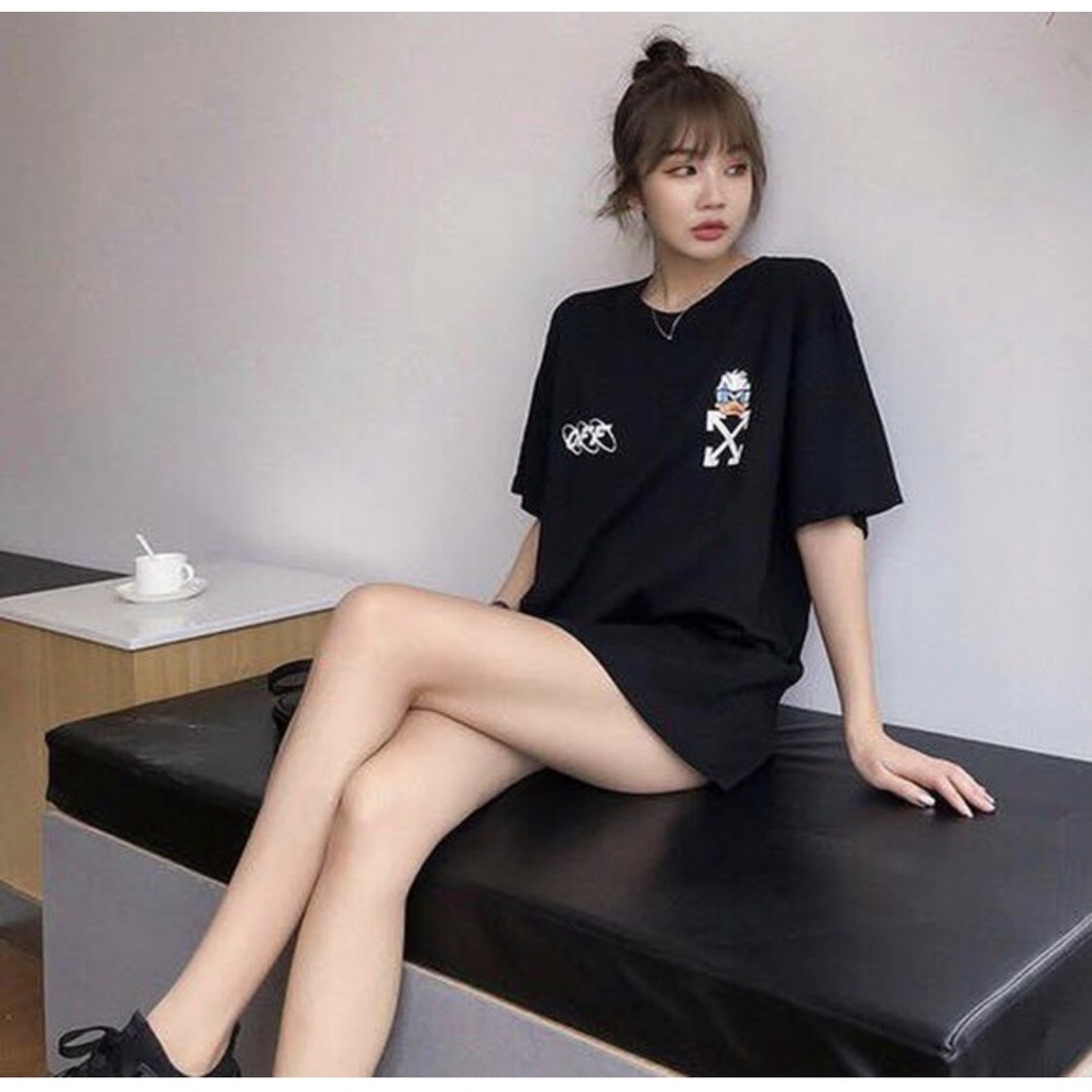 Áo thun tay lỡ in chữ WHITE form thụng chất liệu cotton (CT)