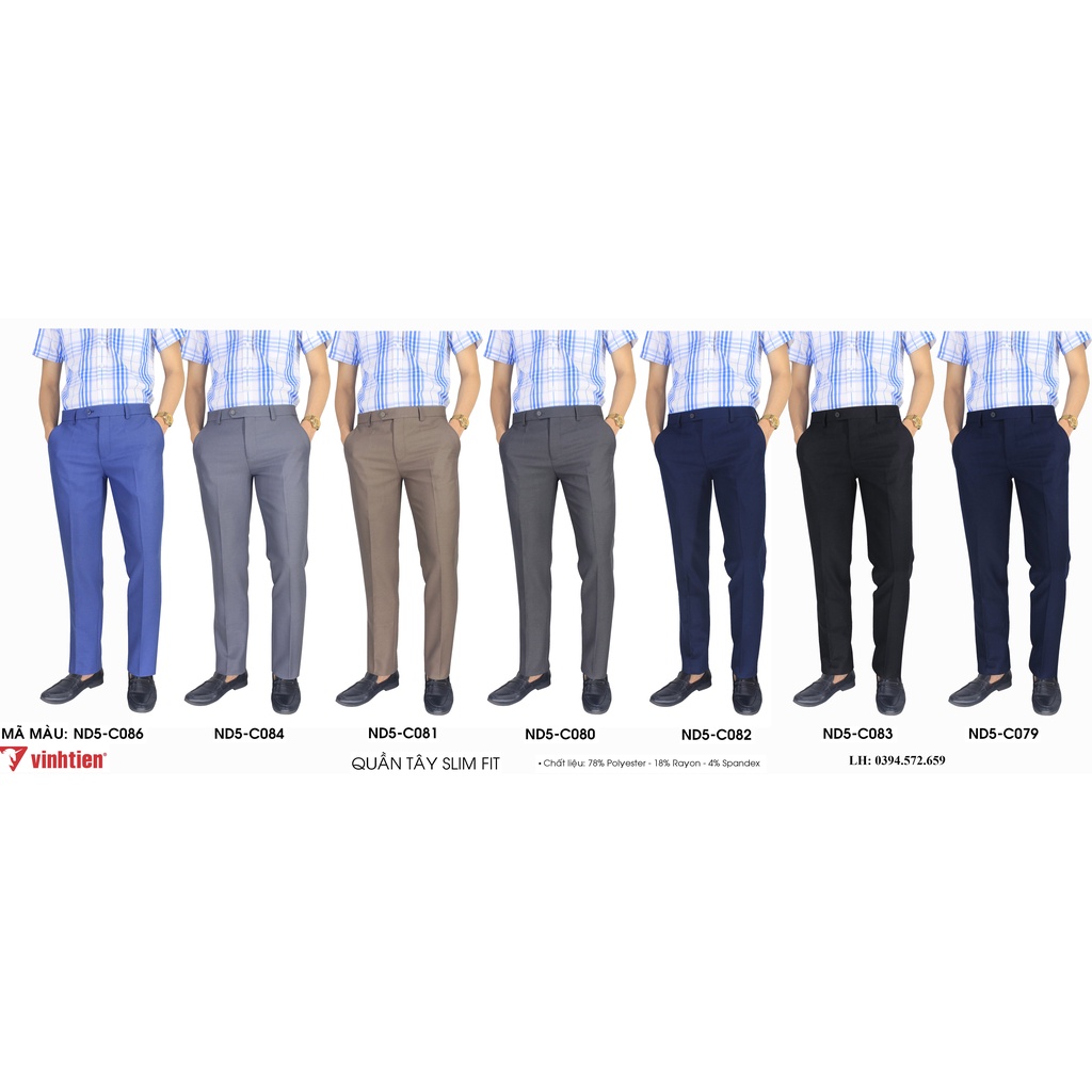 Quần Tây Nam 0ly Slimfit Vĩnh Tiến Nhiều Màu GTB 425