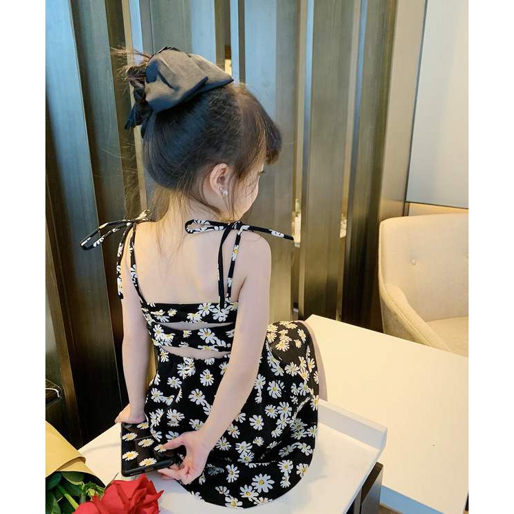 Đầm dây mùa hè cho bé gái họa tiết bông cúc BOBORA