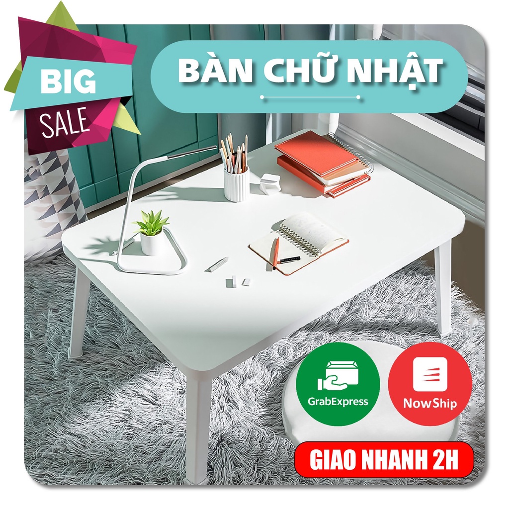 Bàn trà, Bàn Cafe, Bàn ngồi bệt hình chữ nhật màu trắng kích thước 60x40cm