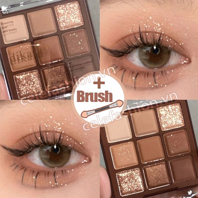 Bảng Phấn Mắt CFH 9 Màu Lì Và Ánh Nhũ Kết Hợp Trang Điểm Kháng Nước Và Lâu Trôi