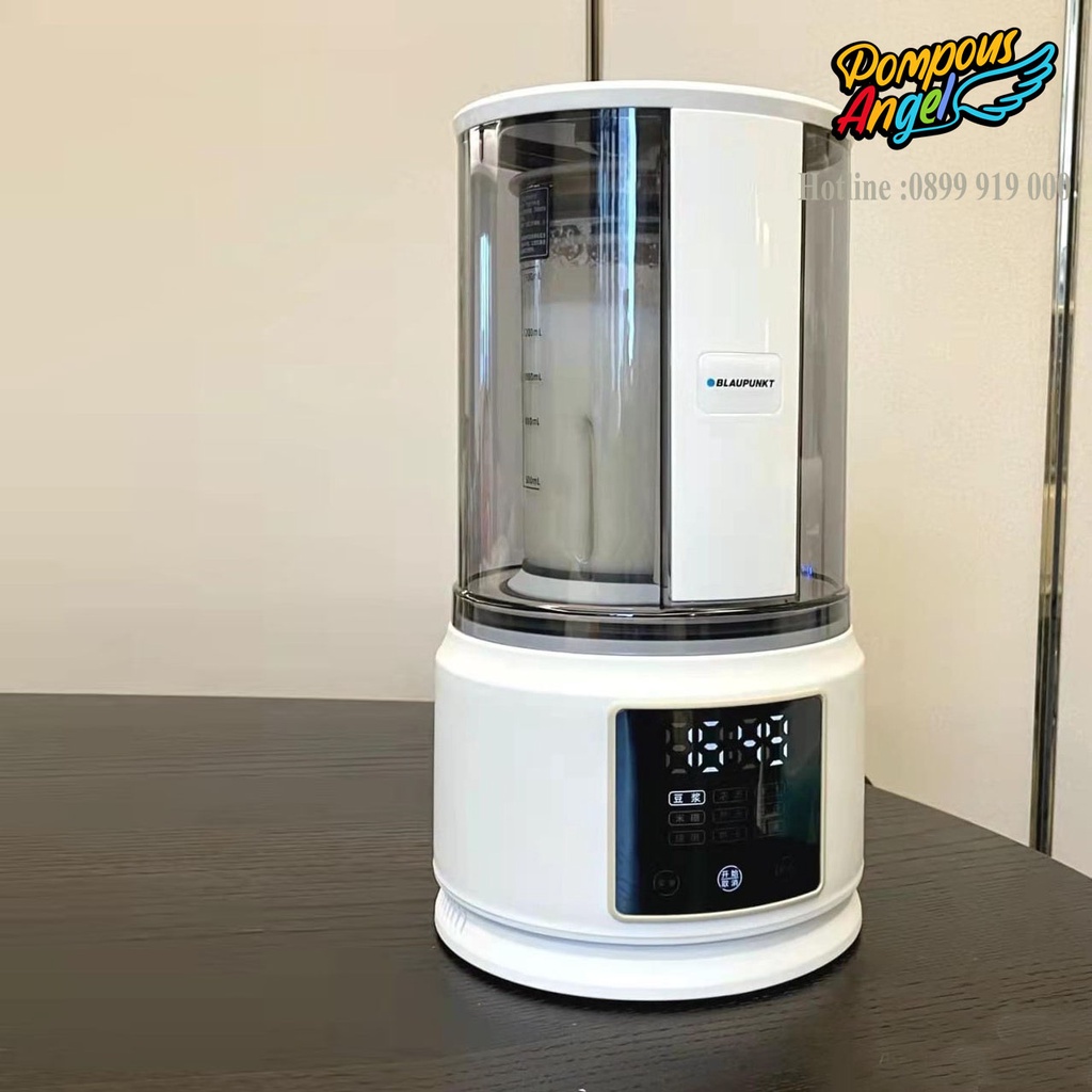 Máy xay nấu làm sữa hạt BLAUPUNKT màu trắng/xanh 1.5L ,cách âm chống ồn hiệu quả, bảo hành 12 tháng