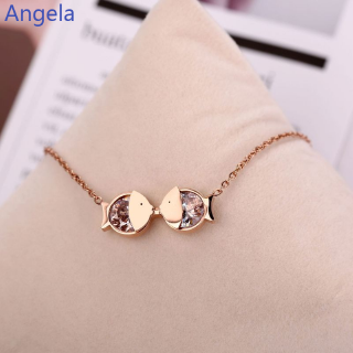 Spot gold plated diamond necklace she Pisces sexy collarbone chain 18K rose gold pendant Korean fashion jewelry