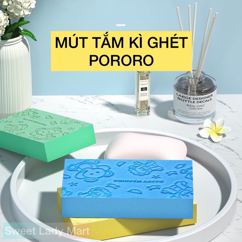 Mút Tắm Kì Ghét Tẩy Tế Bào Chết Siêu Sạch - Bông Tắm Bọt Biển Hàn Quốc PORORO