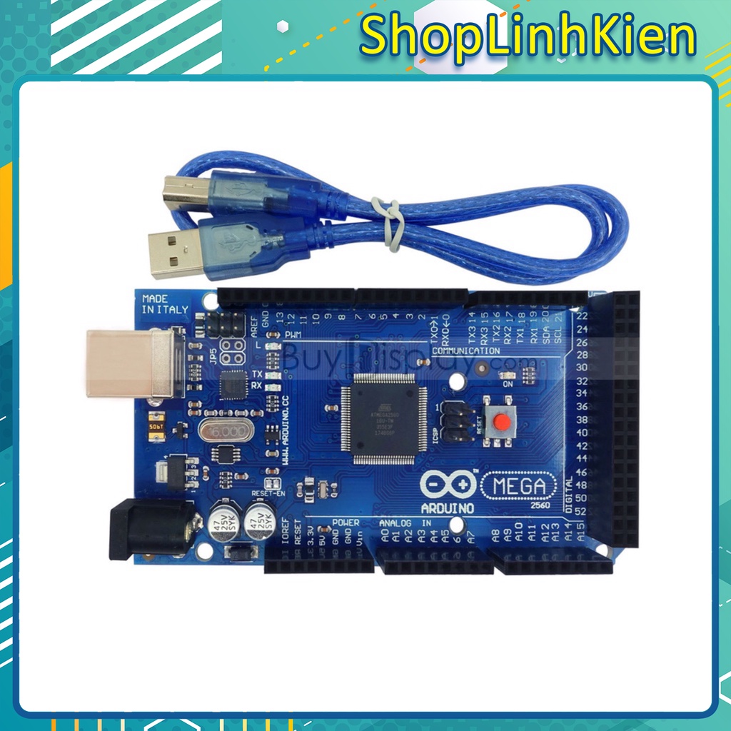 Kit học tập arduino mega2560 kèm cáp nạp bảo hành 6 tháng/ 16u2/ ch340/ kèm cáp nạp