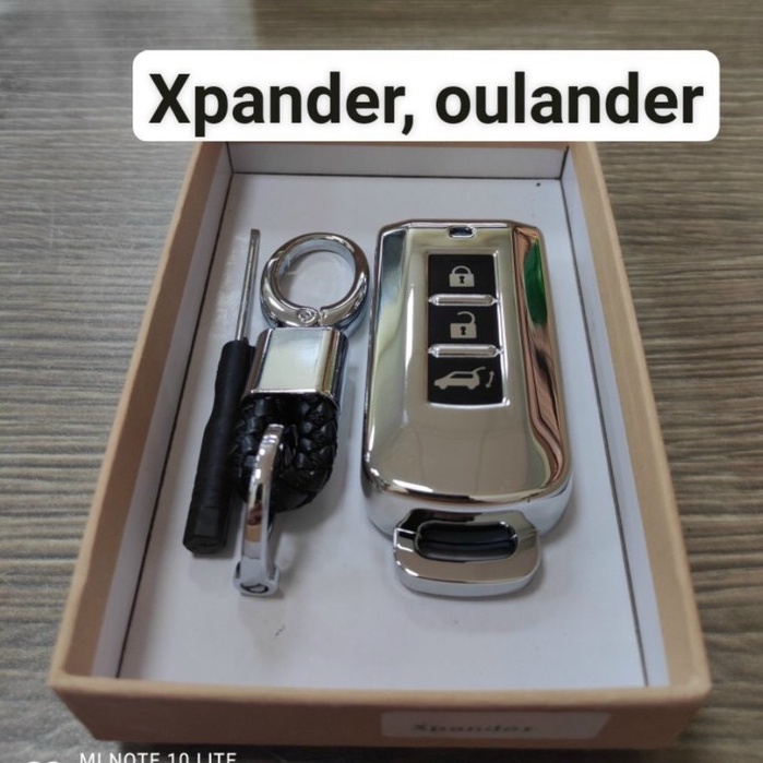 Ốp chìa khóa xe Mitsu Xpander, Outlander, Attrage kèm móc treo mẫu tráng gương