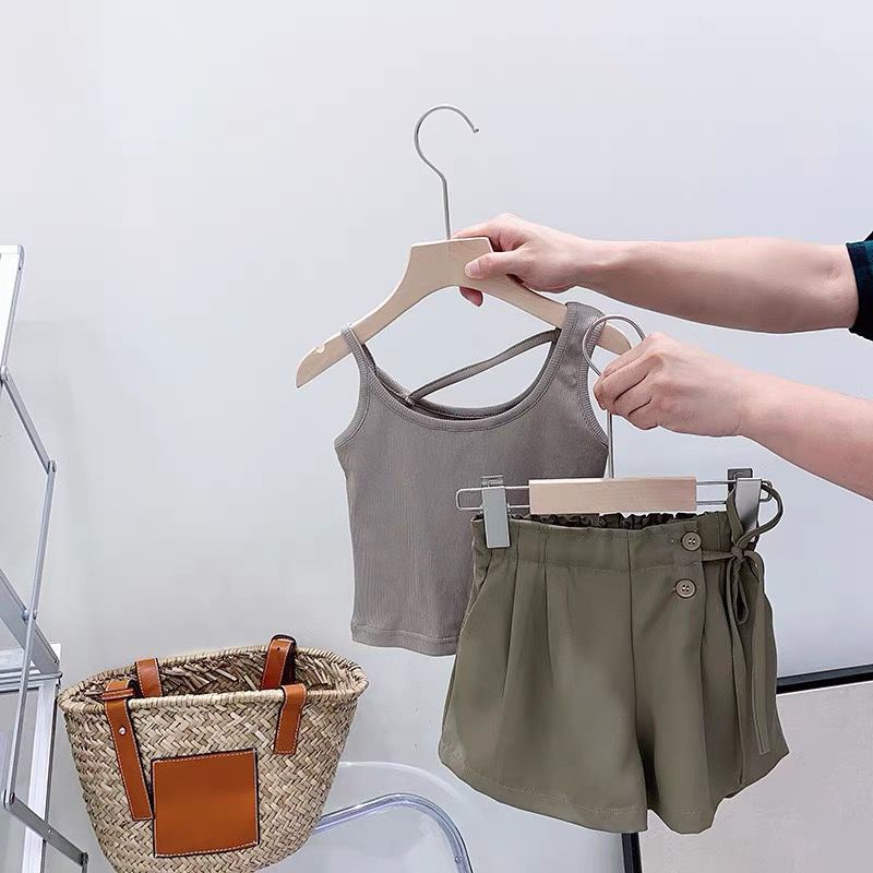 Set Đồ Mùa Hè 5 Món Gồm Áo Ba Lỗ Dáng Rộng Thoải Mái Phong Cách Phương Tây Cho Bé Gái