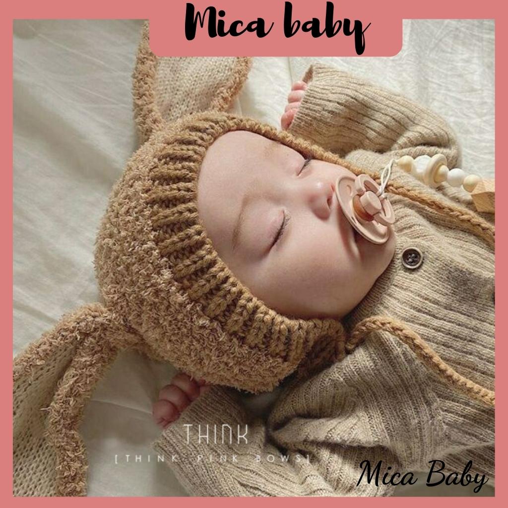 Mũ len hình tai thỏ bông xù đáng yêu cho bé Mica baby ML41