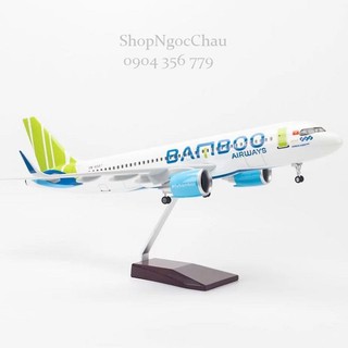 Mô hình máy bay tĩnh A320Neo Bamboo Airways 47cm có bánh xe và led