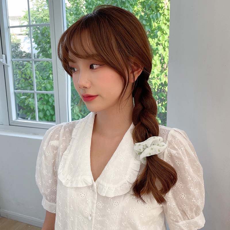 Scrunchies họa tiết màu xanh lá hàn quốc dễ thương S16