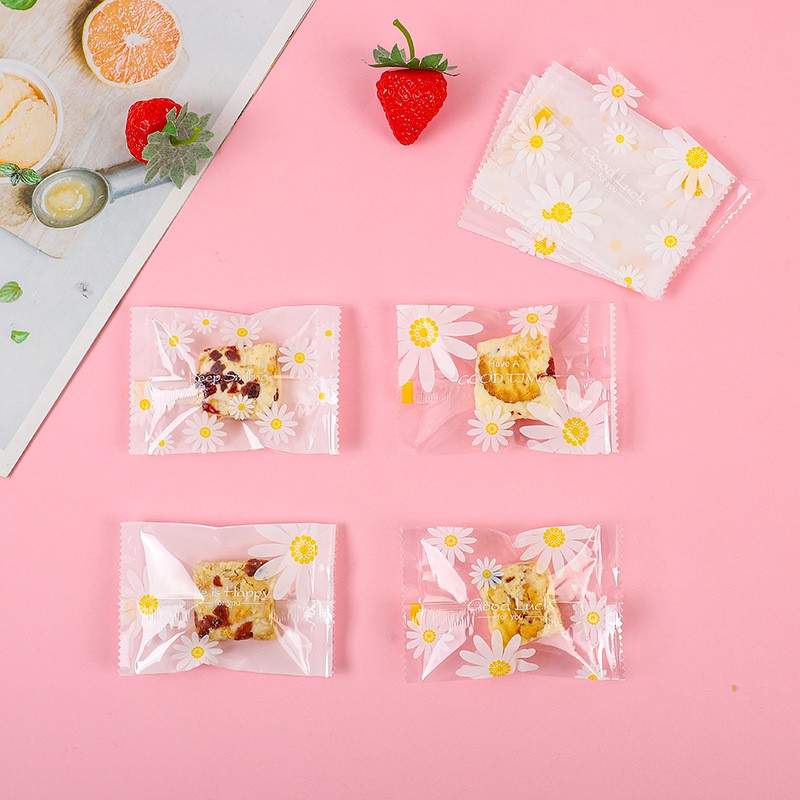 Set 100 túi ép mờ ⚡ HÀNG LOẠI 1 ⚡ túi ép đựng bánh họa tiết hoa cúc vàng độc đáo