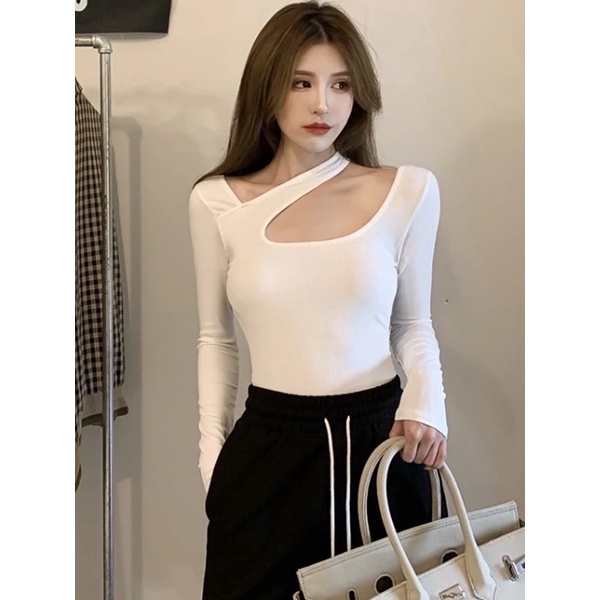 [Siêu Hot] Áo Len Mỏng Xẻ Ngực Cá Tính Ôm Body Sexy Quyến Rũ