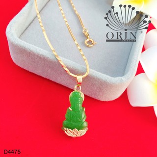 Dây chuyền dạng mì xoắn mặt Phật Quan Âm màu xanh thạch đính đá thiết kế cao cấp Orin D4475