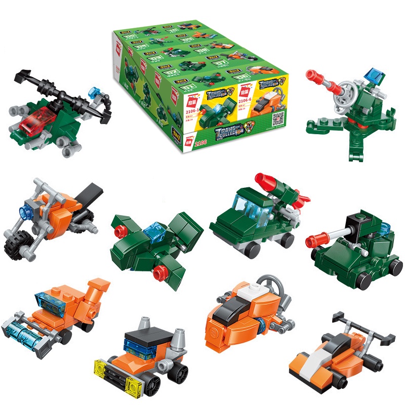 Đồ Chơi Lắp Ráp Mô Hình Xe Quân Đội 2106 Màu Xanh lá