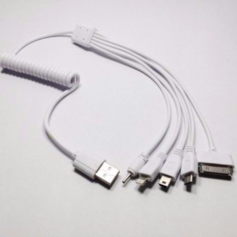 Cáp sạc 5 đầu co giãn cho iphone 4/4s iphone 5/6/7 Nokia chân kim Micro usb chân vuông nokia