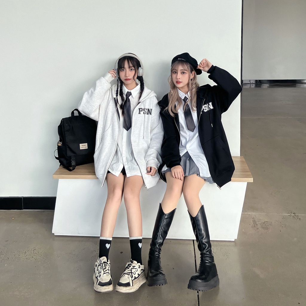 Áo khoác Hoodie nỉ bông dây kéo zip 2 màu POISONPOTION Local Brand