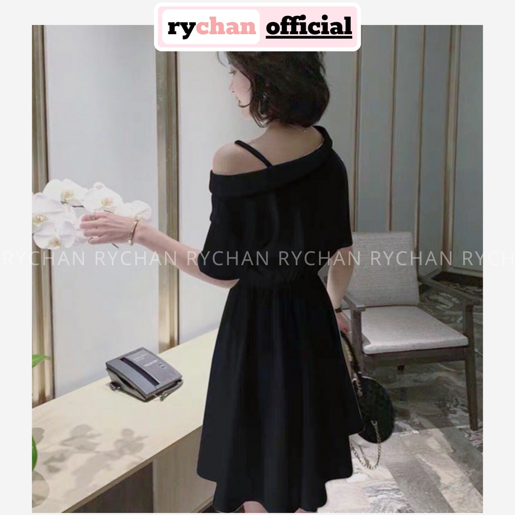 [ẢNH THẬT CUỐI] DX019 - Đầm Xòe Sơ Mi Lệch Vai Gợi Cảm Đầm Trễ Vai Dạo Phố