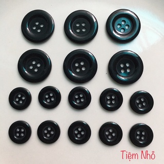 Nút áo vét áo khoác quần tây màu đen size 1.5cm và 2.2cm