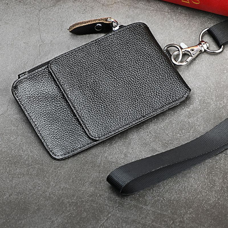 Youyo Ví Da Pu Thật Đựng Thẻ Tín Dụng / Danh Thiếp Có Dây Đeo Nhỏ Gọn