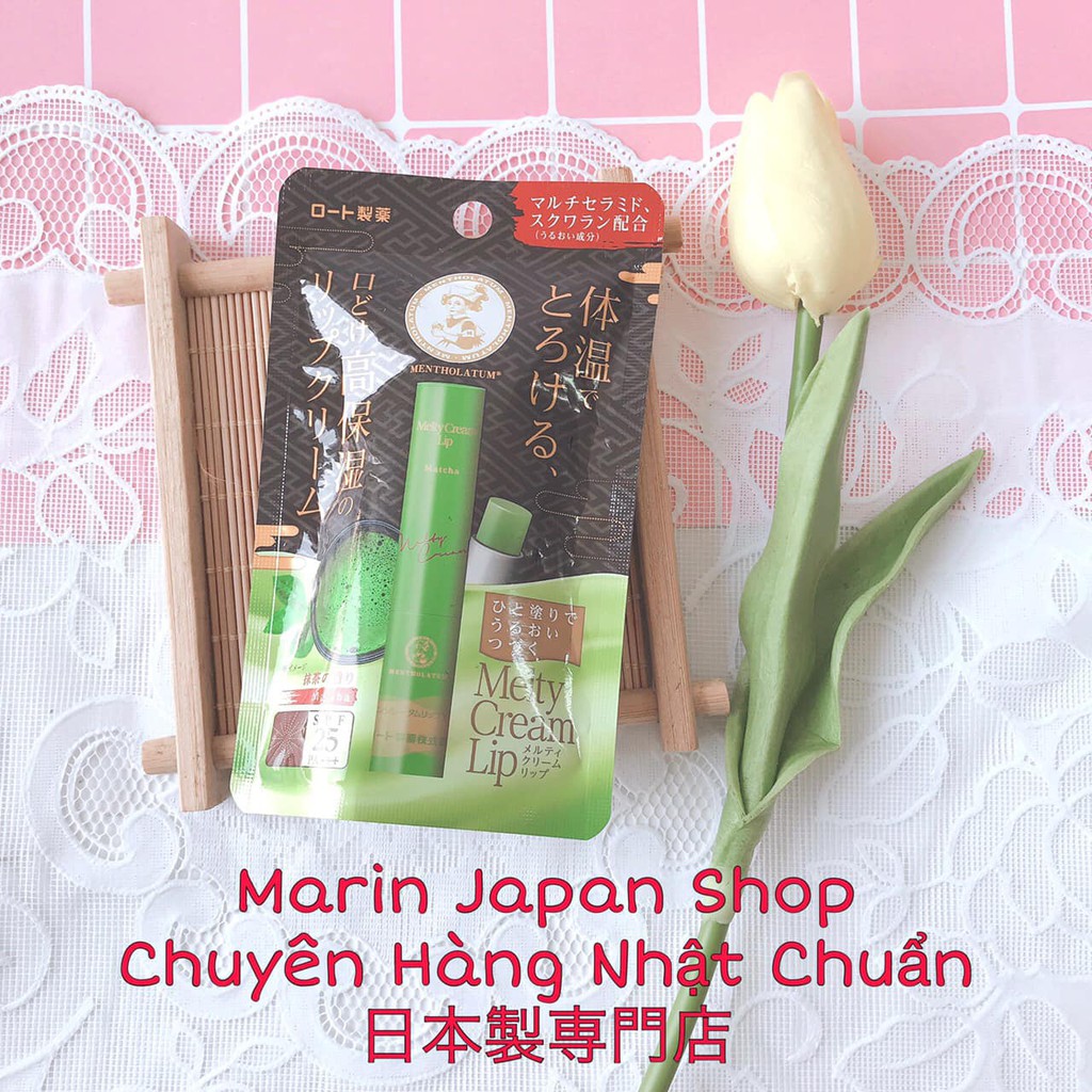 Son dưỡng ẩm , chống nắng , chống thâm môi hương đào tiên, bánh ngọt Mentholatum Melty Cream Lip Nhật Bản