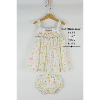 Đầm 2 dây móc bé gái cotton poplin Jam & Jenny bướm sz 2/3 đến 8/9
