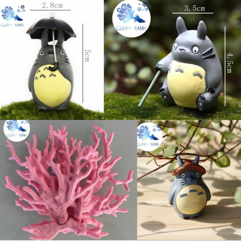 Mô hình trang trí bể cá, hồ thủy sinh Totoro, san hô, cây lũa