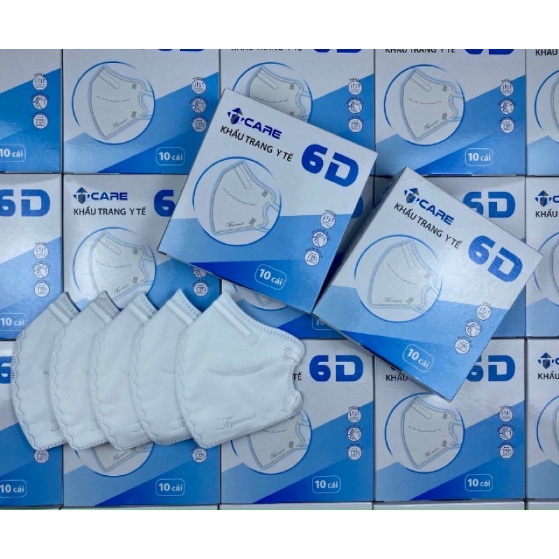 Khẩu Trang 6D TT Care ( Hộp 10 cái ) - size lỡ cho bé 9 đến 13, 14 tuổi hoặc người lớn mặt hơi nhỏ