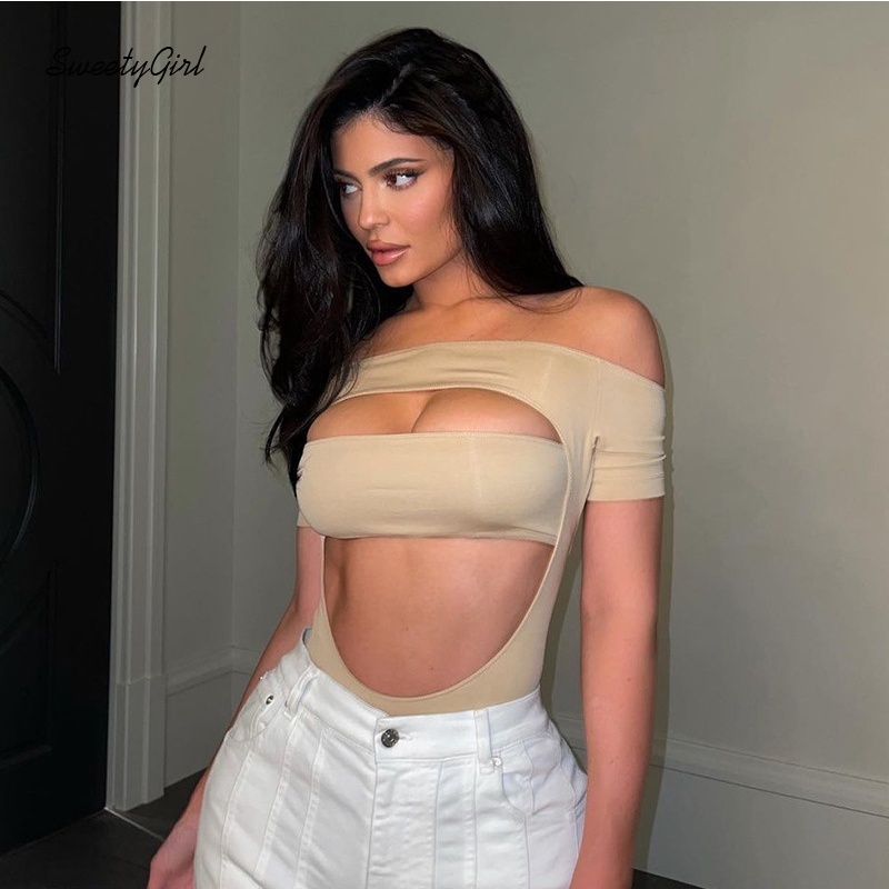 Áo Liền Quần Tay Ngắn Hở Vai Màu Trơn Thời Trang Quyến Rũ Cho Nữ | BigBuy360 - bigbuy360.vn