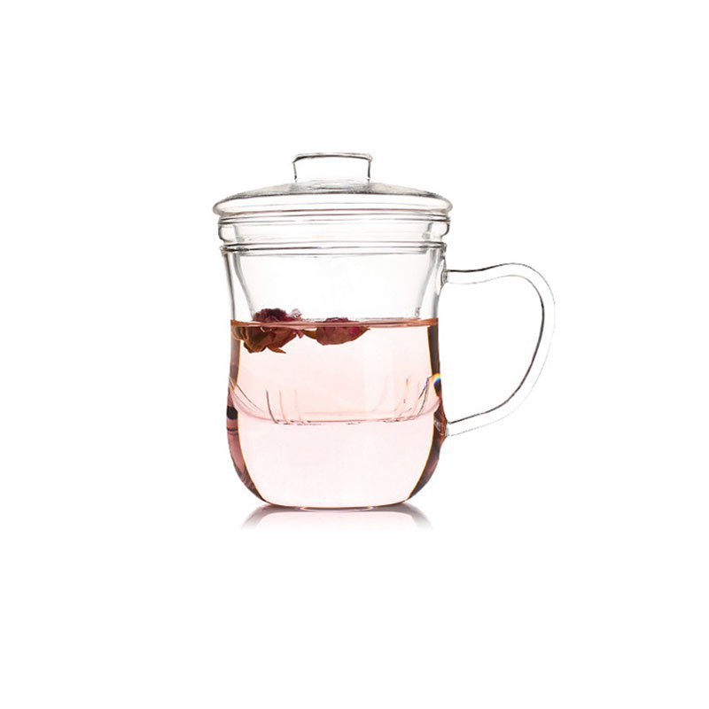 Bộ cốc+dụng cụ lọc trà chịu nhiệt bằng thủy tinh thân thiện với môi trường 12OZ