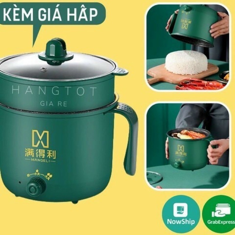 Ca Nấu Mì,Nồi Lẩu Mini Cầm Tay, Nấu Cơm Đa Năng Có Tay Cầm 1,8L