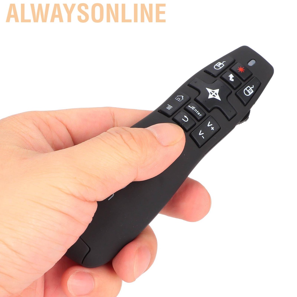 Alwaysonline Presentation Clicker USB 2.4GHz with Air Mouse Function Smoothly Operation Wireless Presenter Remote Control for Meeting