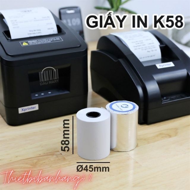 100 cuộn Giấy In Hoá Đơn Khổ K58 Chuyên In Nhiệt, In Bill