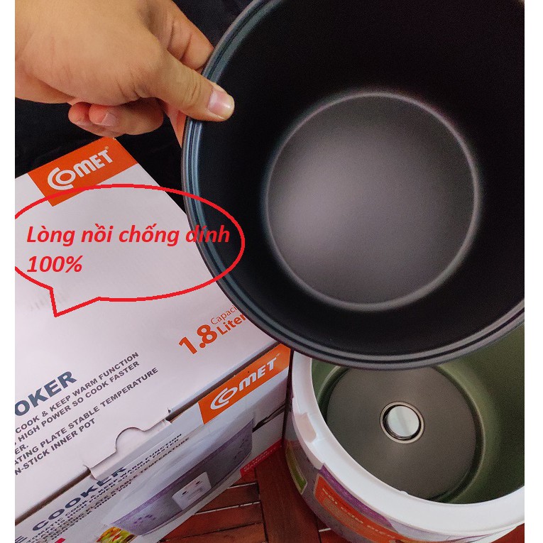 Nồi Cơm Điện Nắp Gài 1.8l - Chính Hãng Comet - Lòng Tráng Men Chống Dính | BigBuy360 - bigbuy360.vn