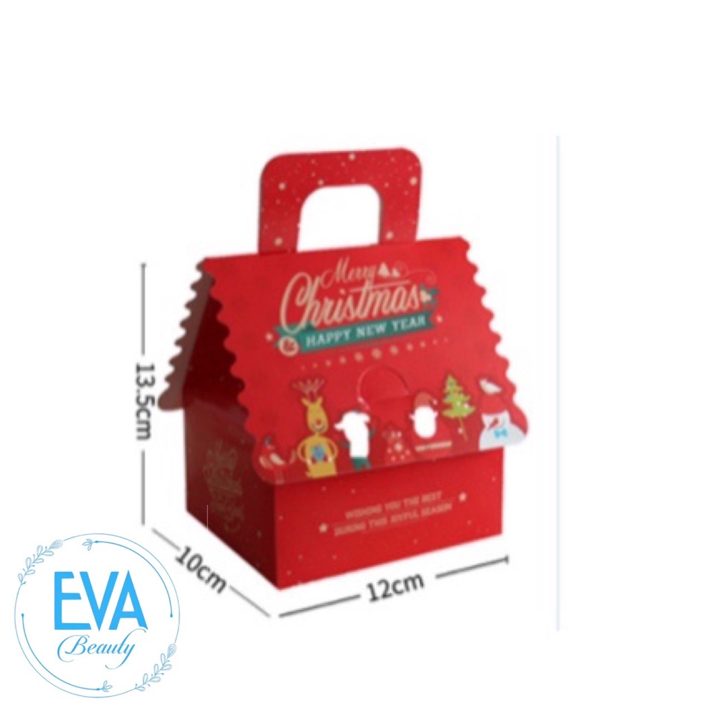 Hộp Đựng Quà Giáng Sinh Ngôi Nhà / Hộp Giấy Đựng Quà Noel Hình Ngôi Nhà Có Quai Xách Nhiều Mẫu M3527