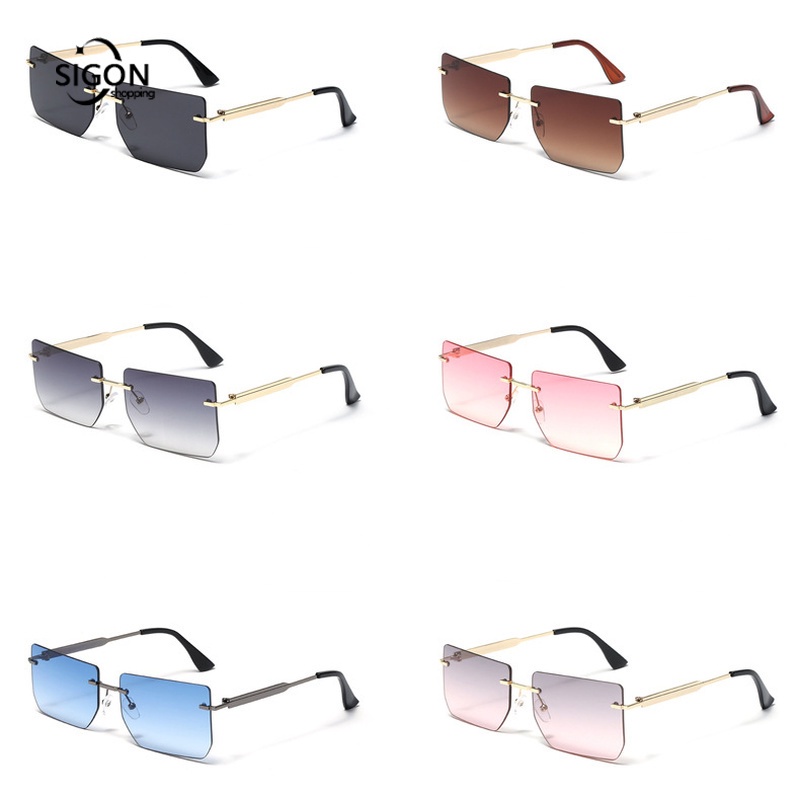 Kính Mát Gọng Vuông Không Viền Màu Gradient Thời Trang Đường Phố Cho Nam Và Nữ