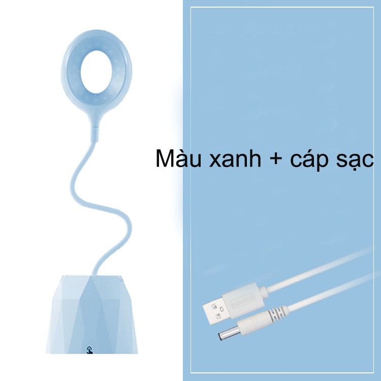 Đèn bàn học sạc tích điện, đèn led đọc sách chống cận cho học sinh, có giá để bút, điện thoại