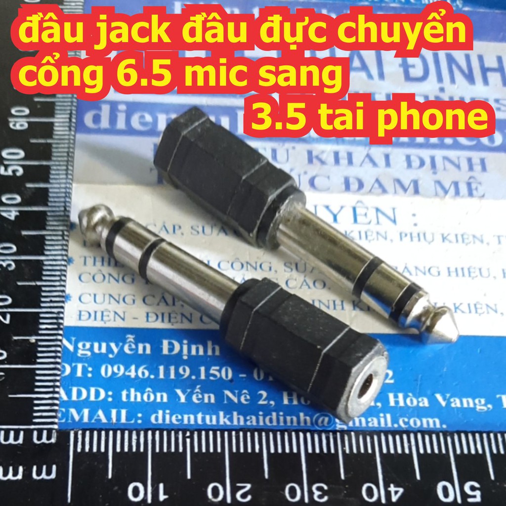 2 cái đầu jack đầu đực chuyển cổng 6.5 mic sang 3.5 tai phone kde0217
