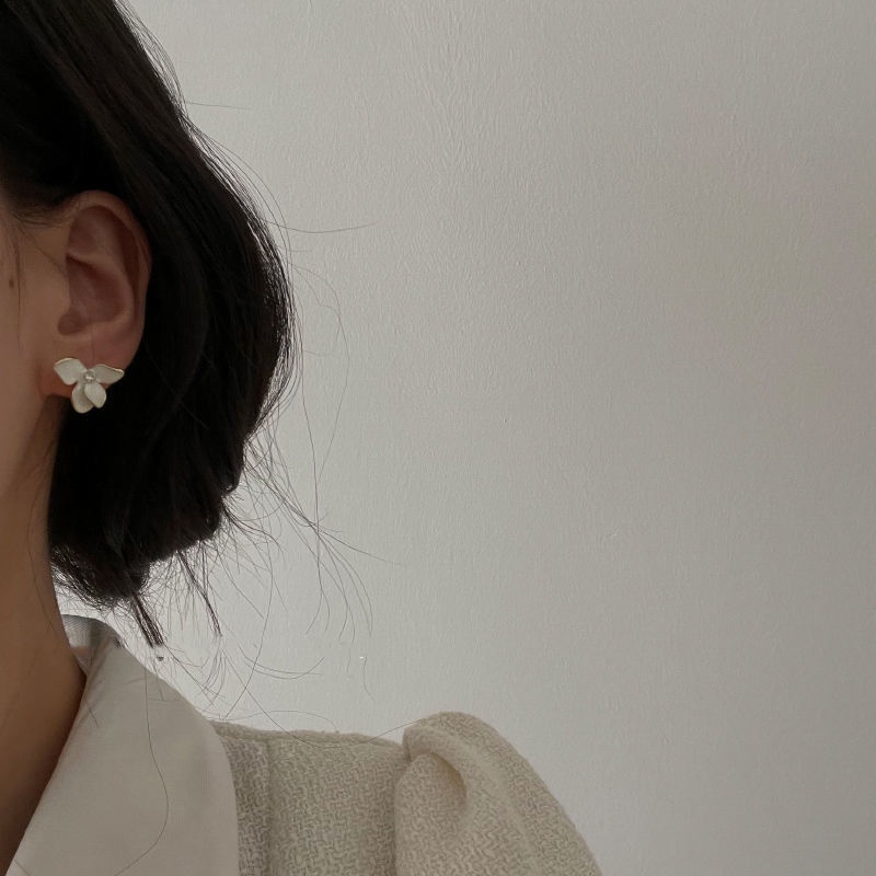 Jiashucheng Bông Tai Bạc Sterling Cao Cấp Hình Hoa Nhỏ Giọt Tráng Men Phong Cách Pháp Cổ Điển Thanh Lịch Cổ Tích