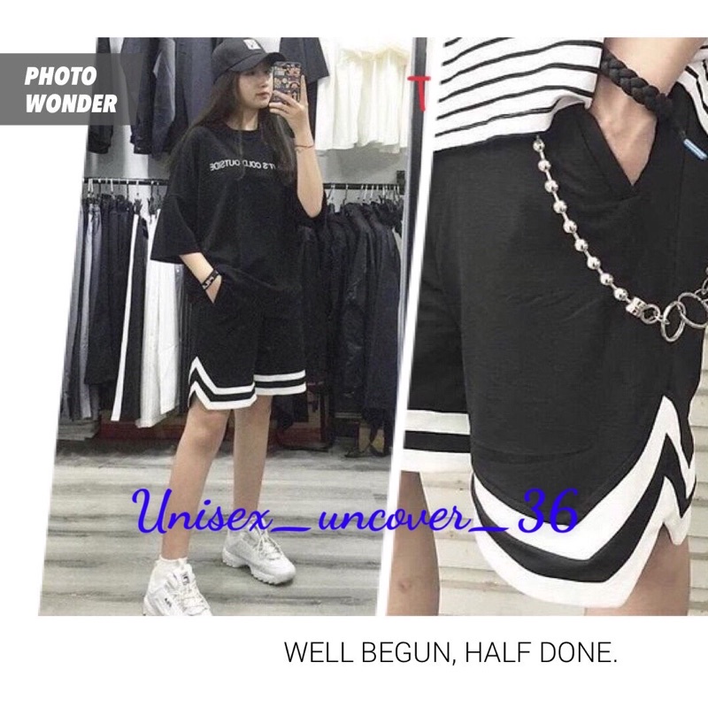 Quần Đùi Nam Nữ Viền V Thể Thao UNISEX