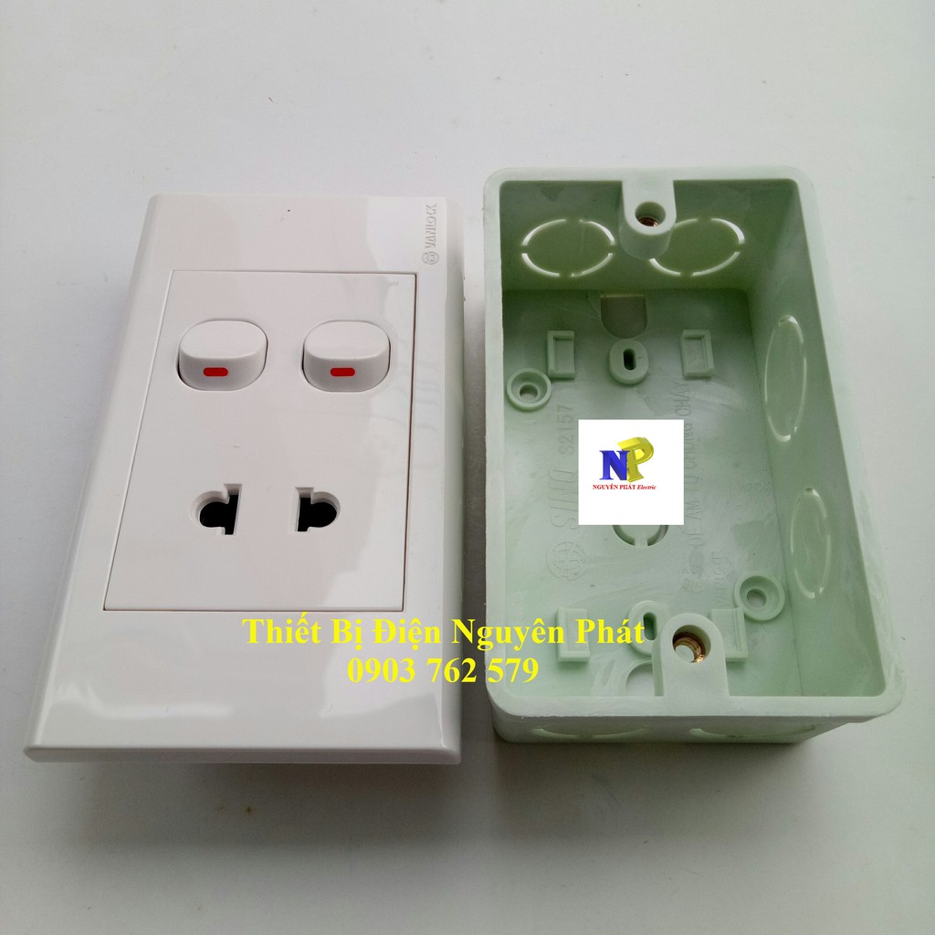 [SINO] Ổ Cắm Đơn 2 Chấu + 2 Công Tắc - 16A Dòng S18