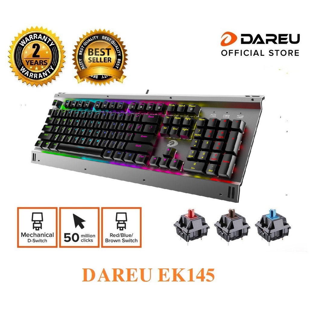 Phím cơ DareU EK145 Multi Led Blue/Brown/Red Switch BH 2 năm | BigBuy360 - bigbuy360.vn