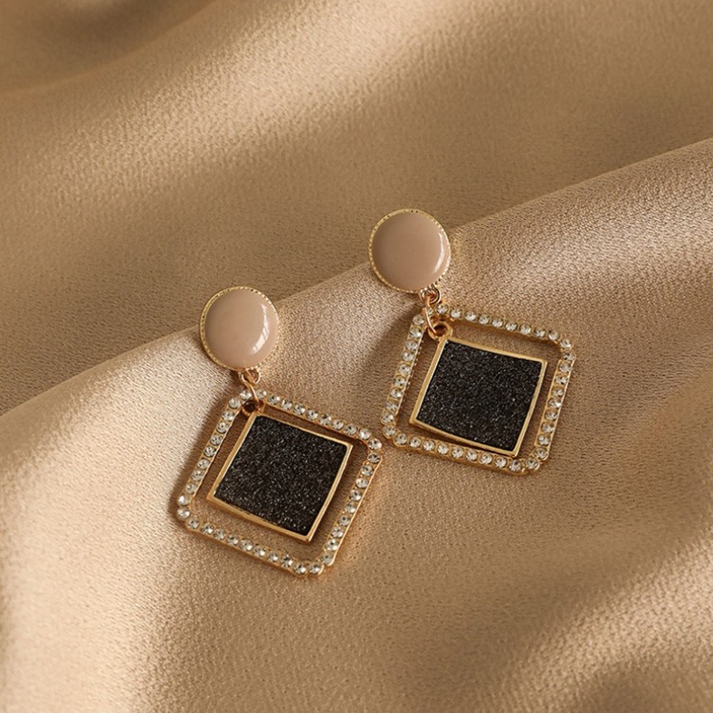 Bông Tai Hình Vuông Mạ Bạc Phong Cách Hàn Quốc 2023 Cho Nữ