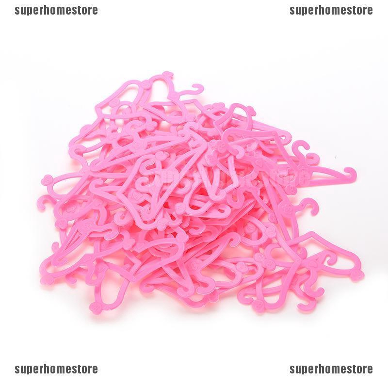 Set 100 Móc Treo Quần Áo Màu Hồng Cho Búp Bê Barbie