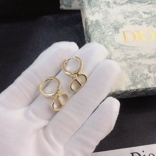 DIOR Bông tai mạ bạc 925 thiết kế đơn giản thời trang cho nữ